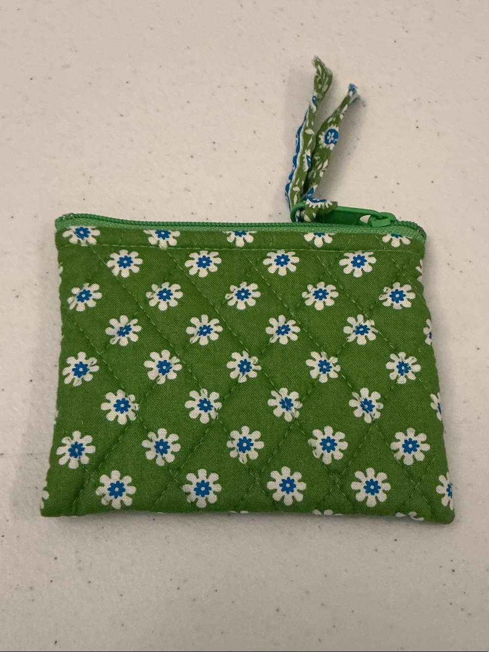 Vera Bradley Green Floral Quilted Coin Purse with Blue Accents - Picture 2 of 3